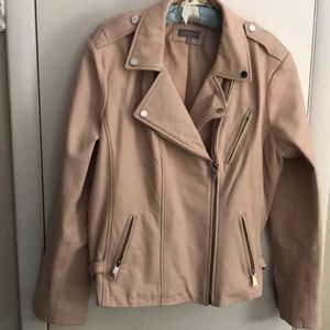 Pink leather moto jacket
